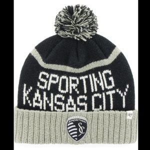 NEW Mens Toboggan Sporting Kansas City Knit Cap Hat MLS Logo Linesman 47Brand OS